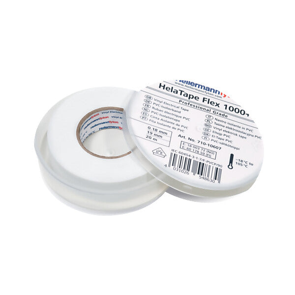 HellermannTyton Premium PVC-Isolierband 19mmx20m, weiß FLEX1000+19x20 WH